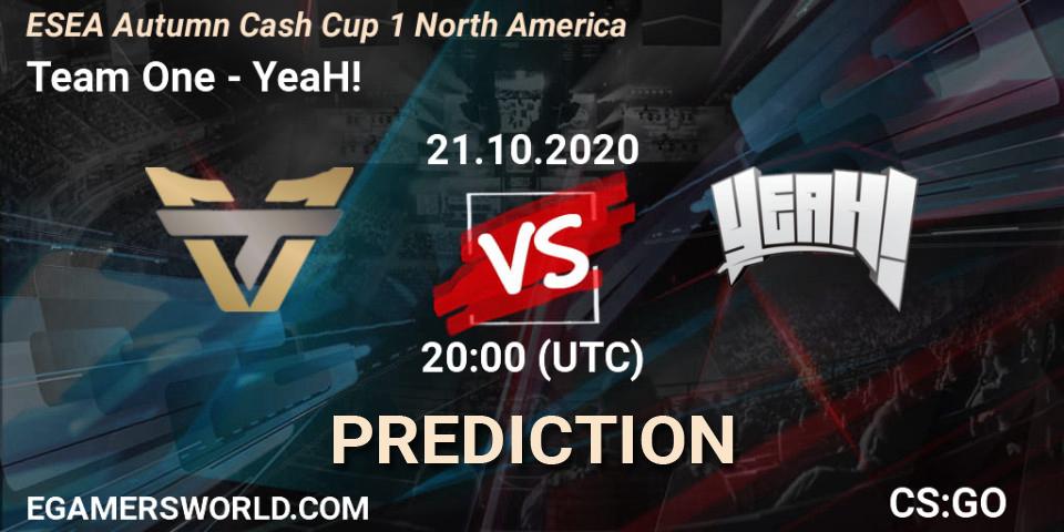 Team One - YeaH!: прогноз. 21.10.2020 at 20:00, Counter-Strike (CS2), ESEA Autumn Cash Cup 1 North America