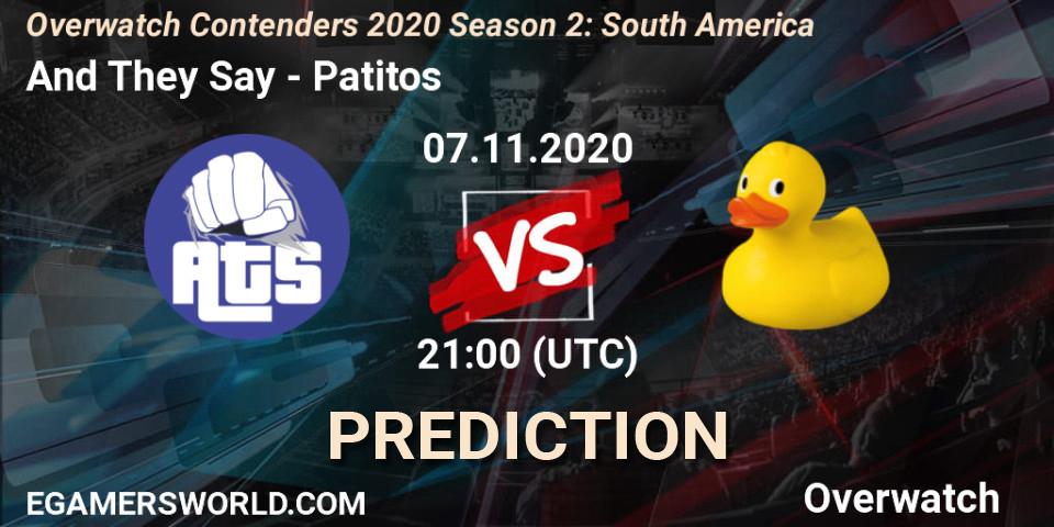 And They Say - Patitos: прогноз. 08.11.2020 at 00:00, Overwatch, Overwatch Contenders 2020 Season 2: South America