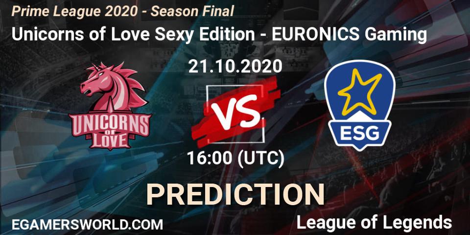 Unicorns of Love Sexy Edition - EURONICS Gaming: прогноз. 21.10.20, LoL, Prime League 2020 - Season Final
