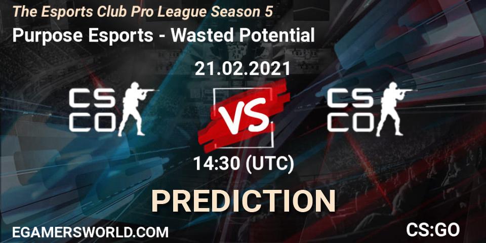 Purpose Esports - Wasted Potential: прогноз. 21.02.2021 at 12:30, Counter-Strike (CS2), The Esports Club Pro League Season 5