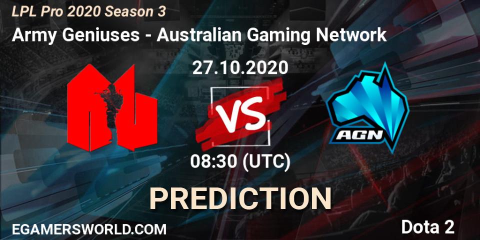 Army Geniuses - Australian Gaming Network: прогноз. 27.10.20, Dota 2, LPL Pro 2020 Season 3