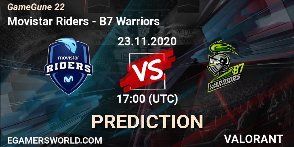 Movistar Riders - B7 Warriors: прогноз. 23.11.2020 at 17:00, VALORANT, GameGune 22