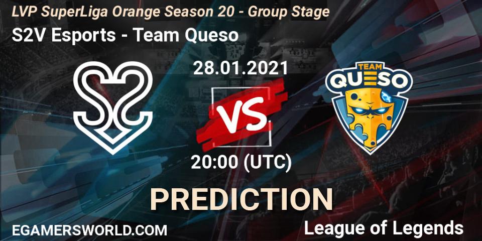 S2V Esports - Team Queso: прогноз. 28.01.2021 at 20:00, LoL, LVP SuperLiga Orange Season 20 - Group Stage