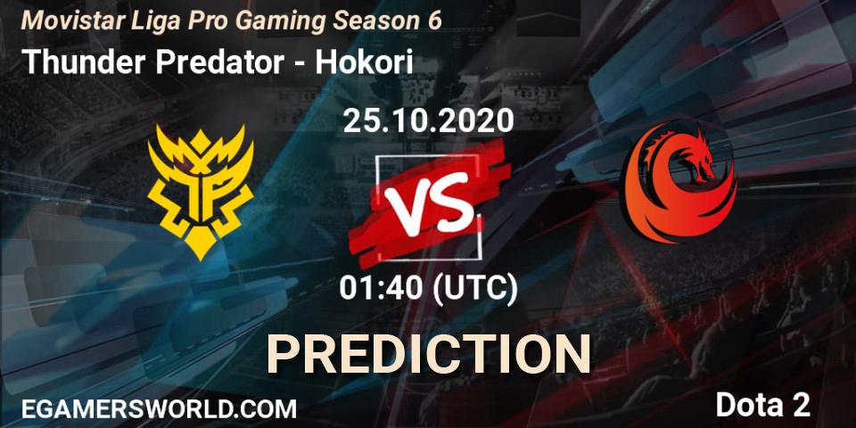 Thunder Predator - Hokori: прогноз. 25.10.2020 at 01:48, Dota 2, Movistar Liga Pro Gaming Season 6