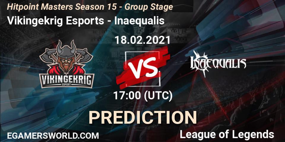 Vikingekrig Esports - Inaequalis: прогноз. 18.02.2021 at 17:00, LoL, Hitpoint Masters Season 15 - Group Stage
