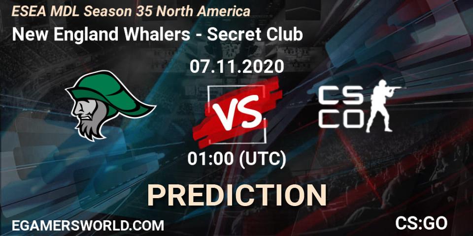 New England Whalers - Secret Club: прогноз. 07.11.20, CS2 (CS:GO), ESEA MDL Season 35 North America