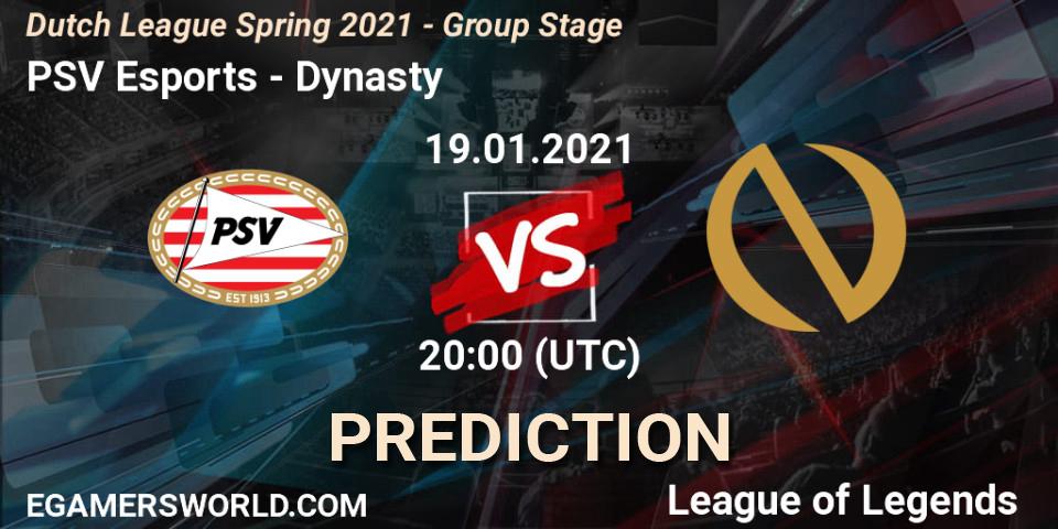 PSV Esports - Dynasty: прогноз. 19.01.2021 at 20:00, LoL, Dutch League Spring 2021 - Group Stage