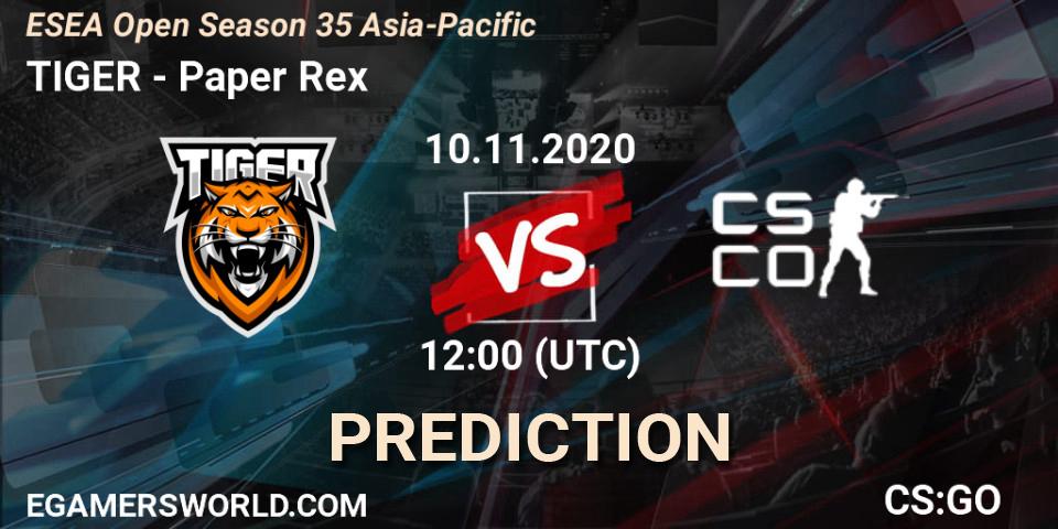 TIGER - Paper Rex: прогноз. 11.11.2020 at 12:00, Counter-Strike (CS2), ESEA Open Season 35 Asia-Pacific