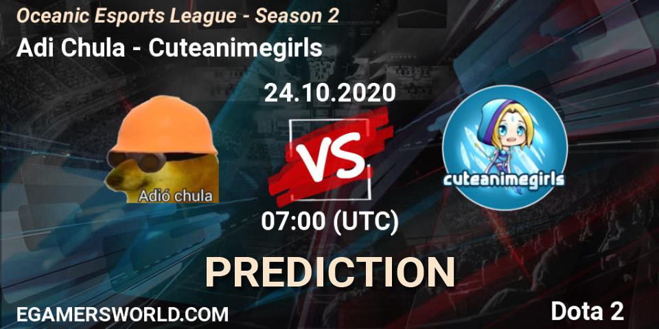 Adió Chula - Cuteanimegirls: прогноз. 24.10.2020 at 07:00, Dota 2, Oceanic Esports League - Season 2