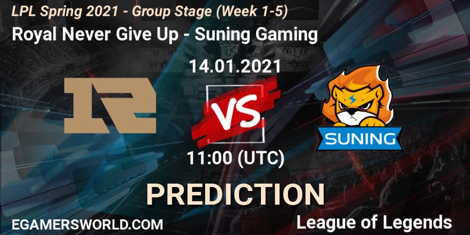 Royal Never Give Up - Suning Gaming: прогноз. 14.01.2021 at 11:00, LoL, LPL Spring 2021 - Group Stage (Week 1-5)