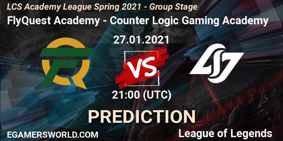 FlyQuest Academy - Counter Logic Gaming Academy: прогноз. 27.01.2021 at 21:00, LoL, LCS Academy League Spring 2021 - Group Stage