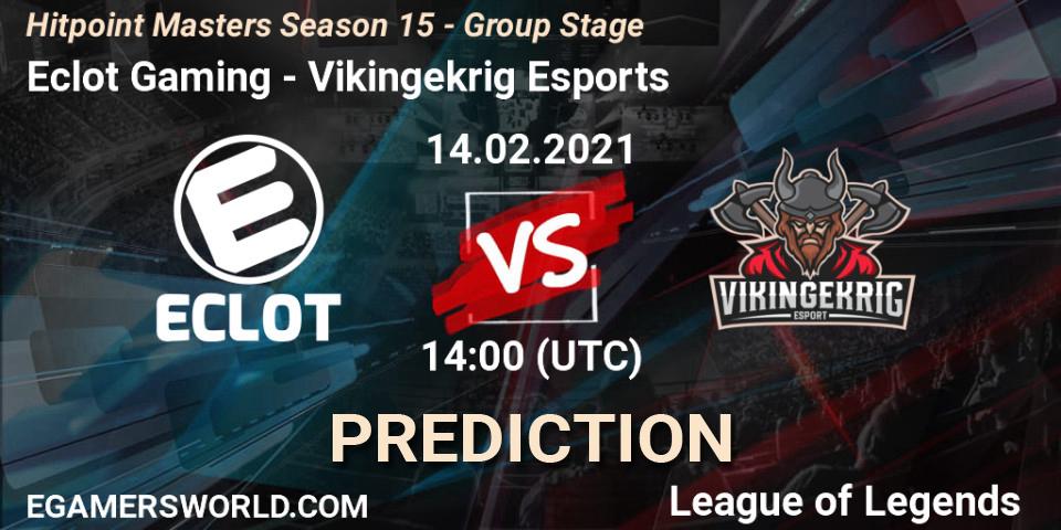 Eclot Gaming - Vikingekrig Esports: прогноз. 14.02.2021 at 14:00, LoL, Hitpoint Masters Season 15 - Group Stage