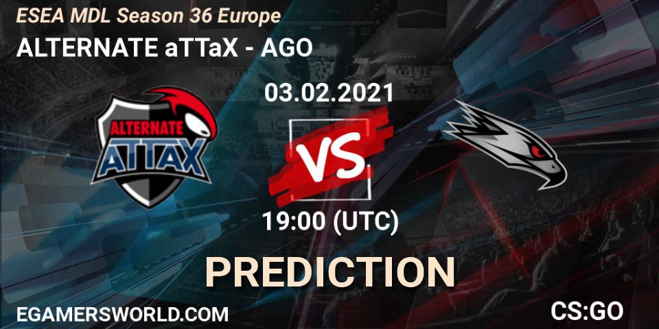ALTERNATE aTTaX - AGO: прогноз. 03.02.2021 at 19:00, Counter-Strike (CS2), MDL ESEA Season 36: Europe - Premier division