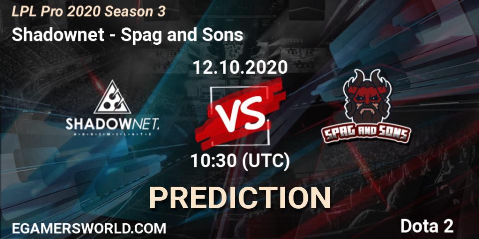 Shadownet - Spag and Sons: прогноз. 12.10.2020 at 09:36, Dota 2, LPL Pro 2020 Season 3