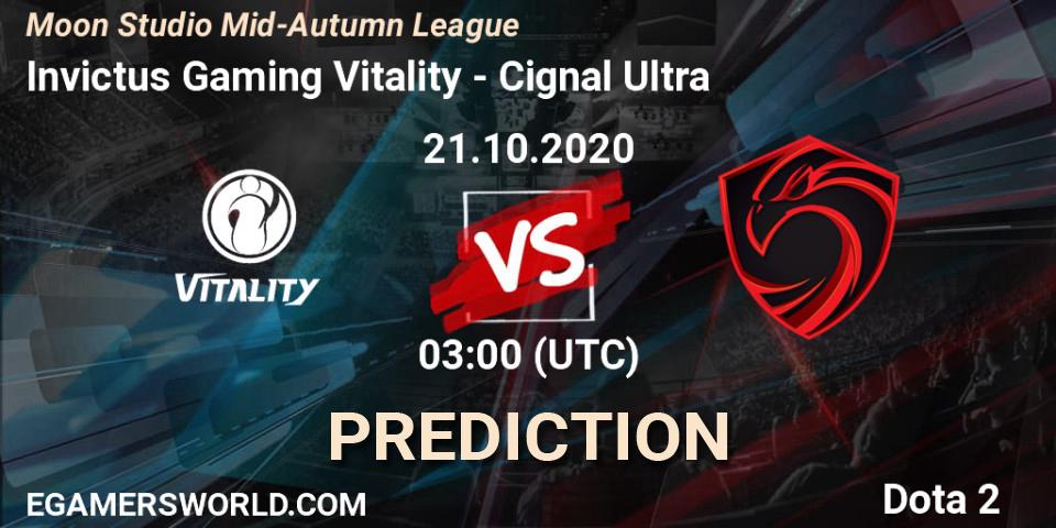 Invictus Gaming Vitality - Cignal Ultra: прогноз. 21.10.2020 at 10:12, Dota 2, Moon Studio Mid-Autumn League