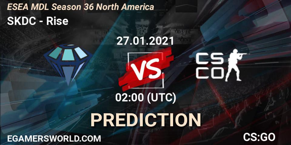 SKDC - Rise: прогноз. 27.01.2021 at 02:00, Counter-Strike (CS2), MDL ESEA Season 36: North America - Premier Division