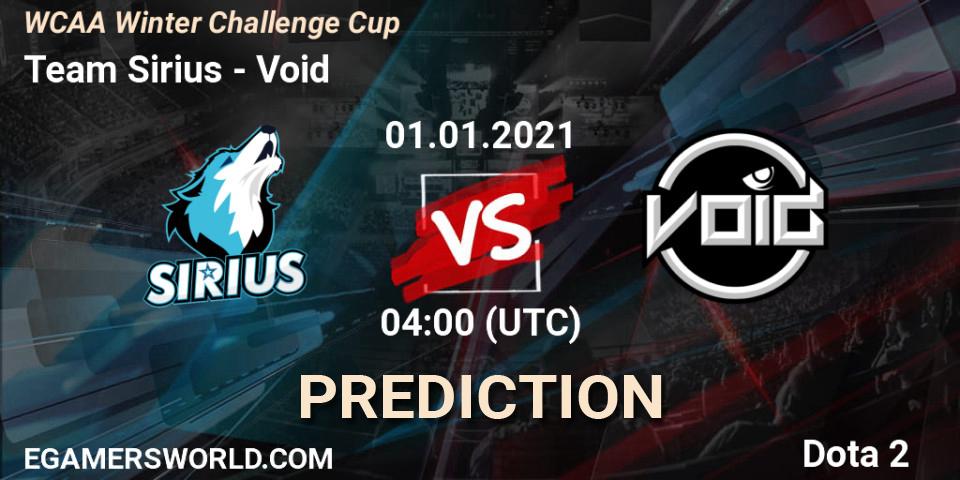 Team Sirius - Void: прогноз. 01.01.21, Dota 2, WCAA Winter Challenge Cup