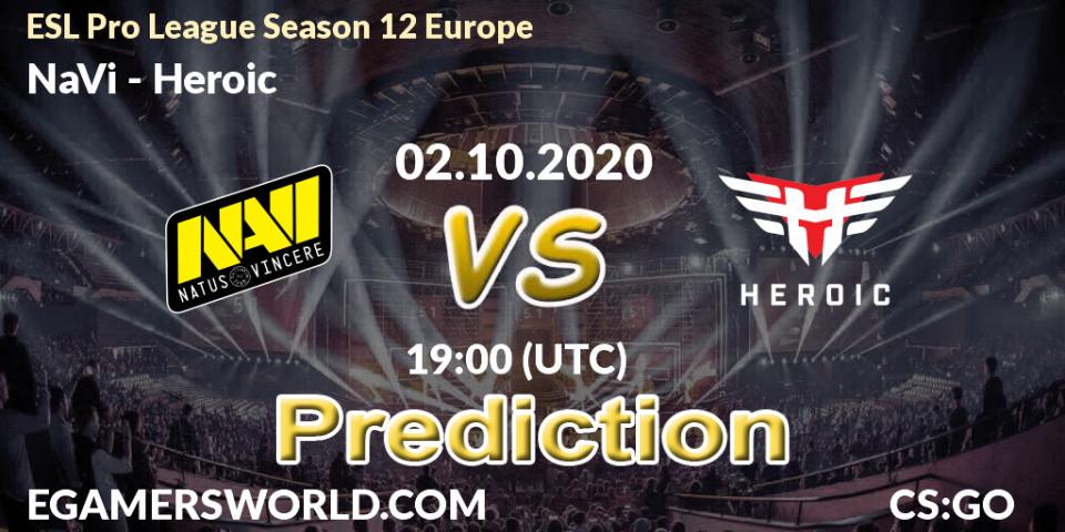 NaVi - Heroic: прогноз. 02.10.2020 at 19:15, Counter-Strike (CS2), ESL Pro League Season 12 Europe