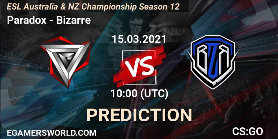 Paradox - Bizarre: прогноз. 15.03.2021 at 10:30, Counter-Strike (CS2), ESL Australia & NZ Championship Season 12