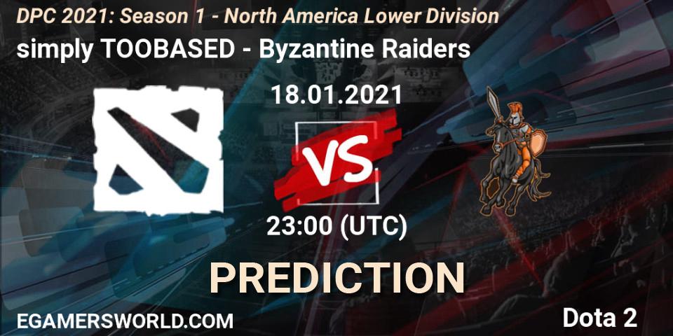 simply TOOBASED - Byzantine Raiders: прогноз. 18.01.2021 at 23:04, Dota 2, DPC 2021: Season 1 - North America Lower Division