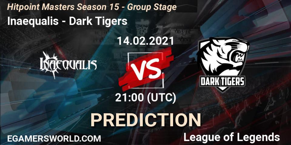 Inaequalis - Dark Tigers: прогноз. 14.02.2021 at 22:10, LoL, Hitpoint Masters Season 15 - Group Stage
