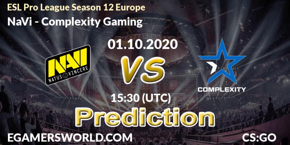 NaVi - Complexity Gaming: прогноз. 01.10.2020 at 15:30, Counter-Strike (CS2), ESL Pro League Season 12 Europe
