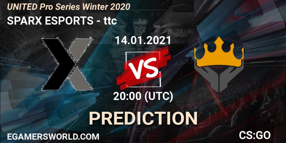 SPARX ESPORTS - ttc: прогноз. 14.01.2021 at 20:00, Counter-Strike (CS2), UNITED Pro Series Winter 2020