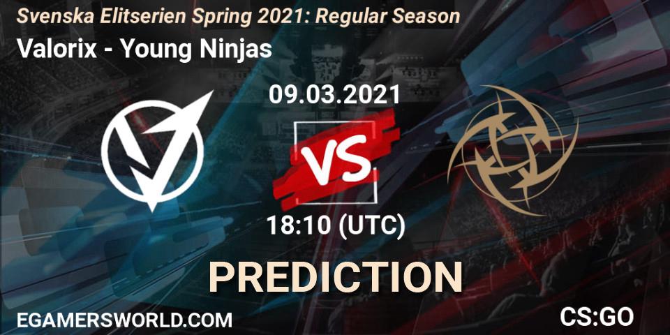 Valorix - Young Ninjas: прогноз. 09.03.2021 at 18:10, Counter-Strike (CS2), Svenska Elitserien Spring 2021: Regular Season