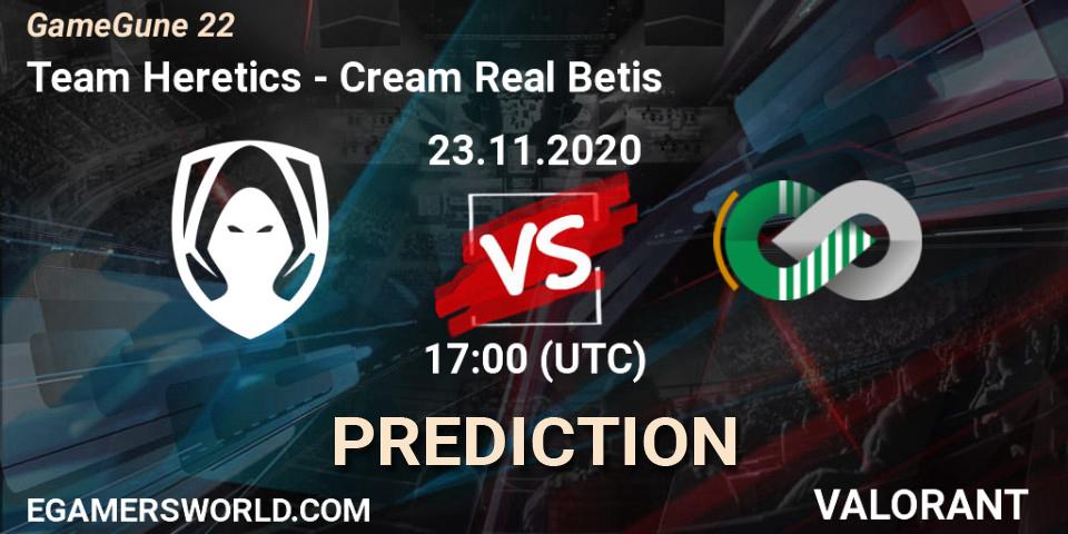 Team Heretics - Cream Real Betis: прогноз. 23.11.2020 at 17:00, VALORANT, GameGune 22