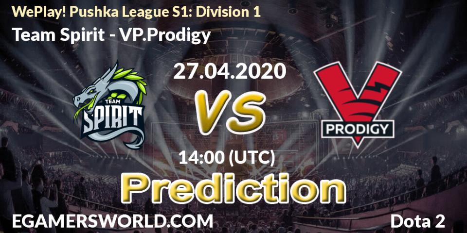 Team Spirit - VP.Prodigy: прогноз. 27.04.2020 at 14:03, Dota 2, WePlay! Pushka League S1: Division 1