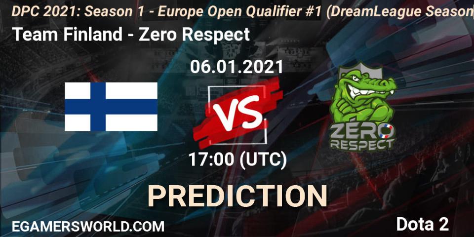 Team Finland - Zero Respect: прогноз. 06.01.2021 at 17:07, Dota 2, DPC 2021: Season 1 - Europe Open Qualifier #1 (DreamLeague Season 14)