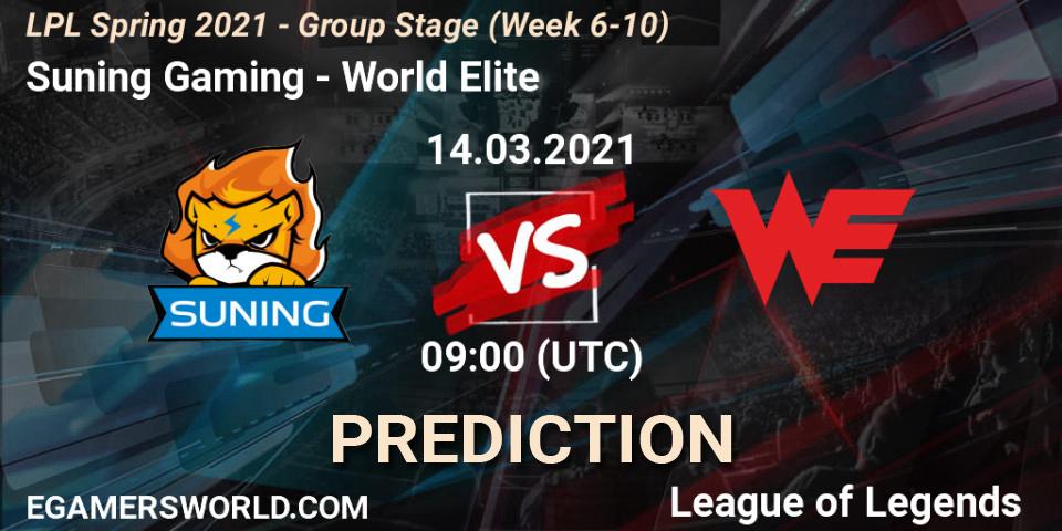 Suning Gaming - World Elite: прогноз. 14.03.2021 at 09:00, LoL, LPL Spring 2021 - Group Stage (Week 6-10)