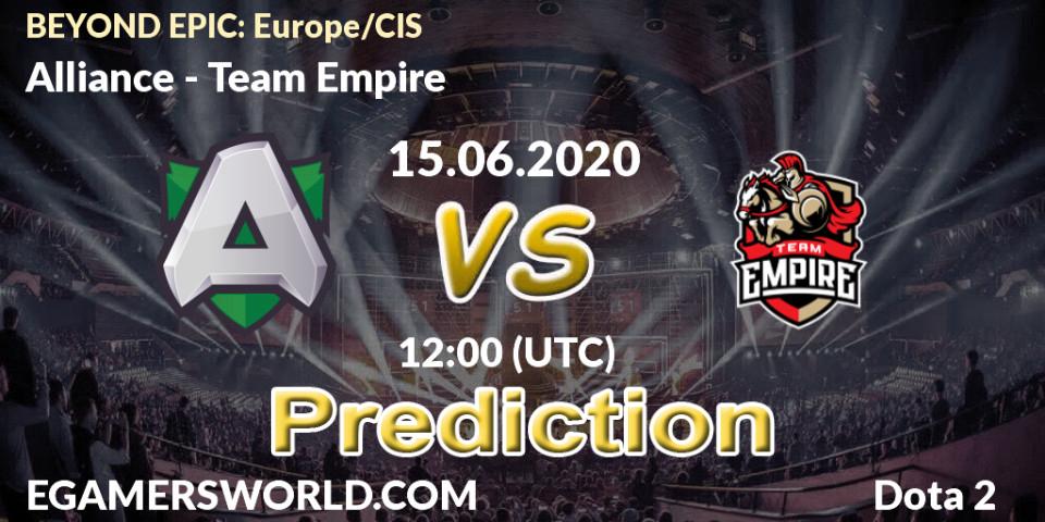 Alliance - Team Empire: прогноз. 15.06.2020 at 12:16, Dota 2, BEYOND EPIC: Europe/CIS