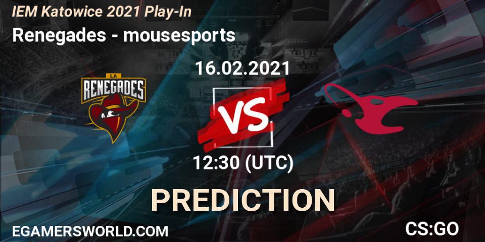 Renegades - mousesports: прогноз. 16.02.21, CS2 (CS:GO), IEM Katowice 2021 Play-In