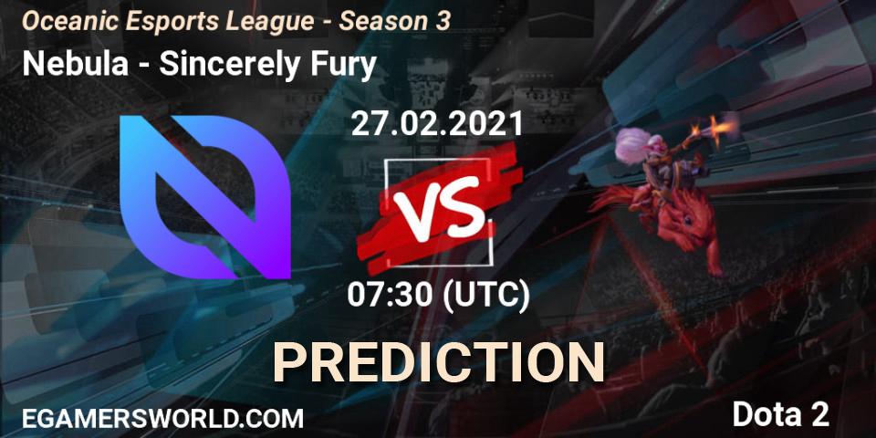 Nebula - Sincerely Fury: прогноз. 27.02.2021 at 07:53, Dota 2, Oceanic Esports League - Season 3