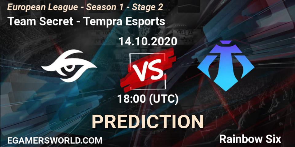 Team Secret - Tempra Esports: прогноз. 14.10.2020 at 18:00, Rainbow Six, European League - Season 1 - Stage 2