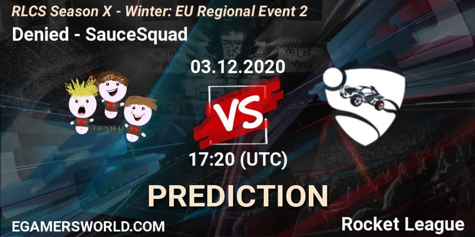 Denied - SauceSquad: прогноз. 03.12.2020 at 17:20, Rocket League, RLCS Season X - Winter: EU Regional Event 2