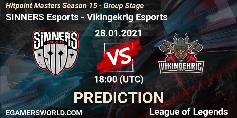 SINNERS Esports - Vikingekrig Esports: прогноз. 28.01.2021 at 18:00, LoL, Hitpoint Masters Season 15 - Group Stage