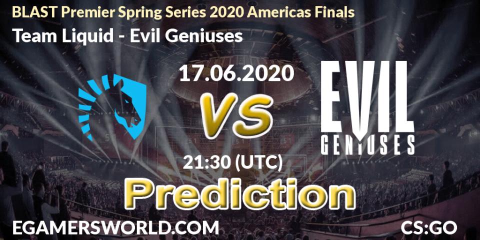 Team Liquid - Evil Geniuses: прогноз. 17.06.2020 at 21:30, Counter-Strike (CS2), BLAST Premier Spring Series 2020 Americas Finals