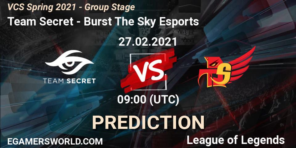 Team Secret - Burst The Sky Esports: прогноз. 27.02.2021 at 10:00, LoL, VCS Spring 2021 - Group Stage