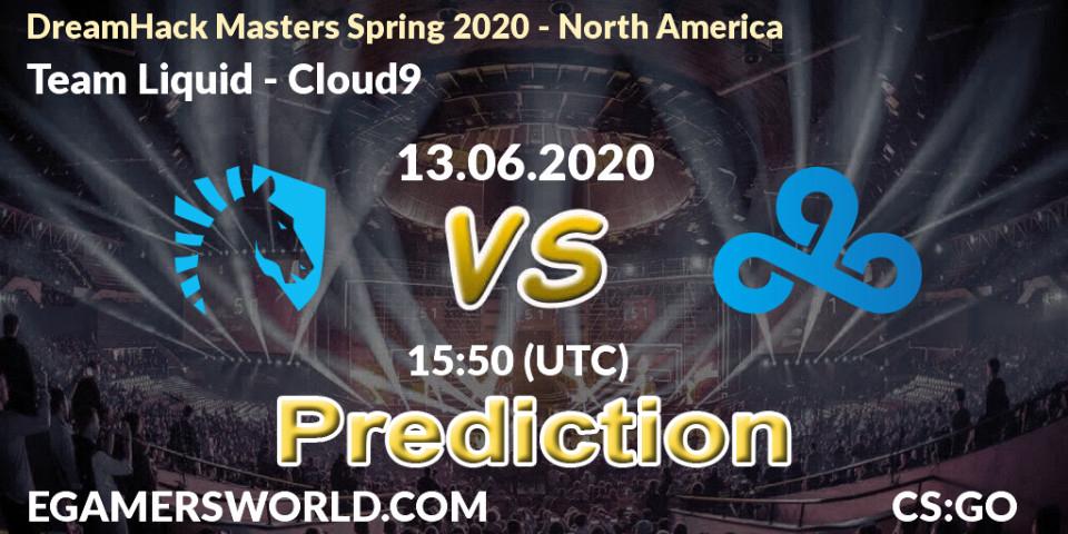 Team Liquid - Cloud9: прогноз. 13.06.2020 at 15:50, Counter-Strike (CS2), DreamHack Masters Spring 2020 - North America