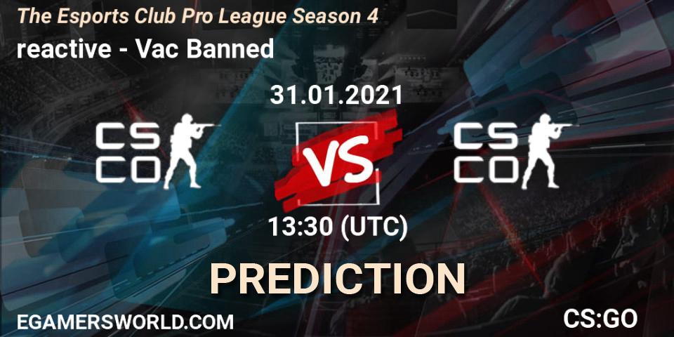 reactive - Vac Banned: прогноз. 31.01.2021 at 13:30, Counter-Strike (CS2), The Esports Club Pro League Season 4