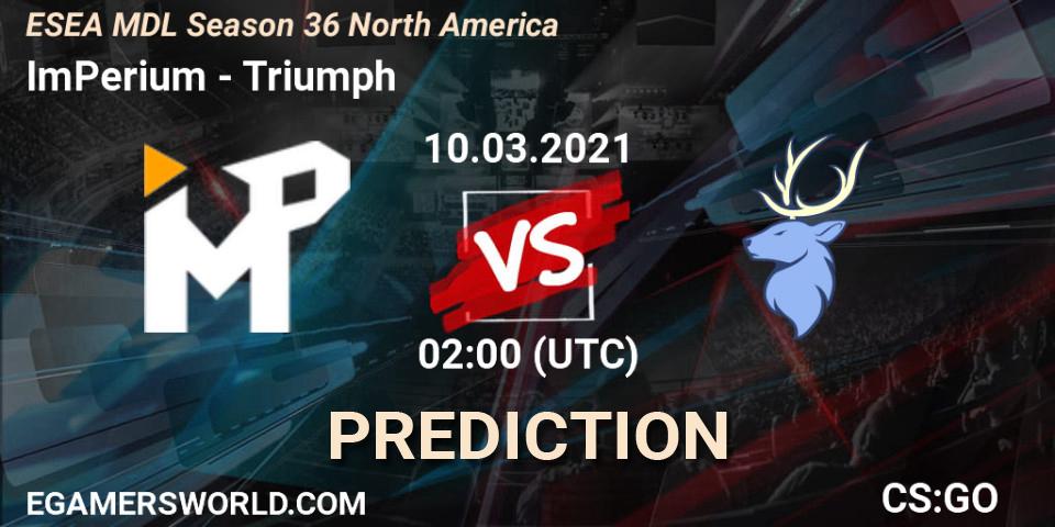ImPerium - Triumph: прогноз. 14.03.2021 at 23:00, Counter-Strike (CS2), MDL ESEA Season 36: North America - Premier Division