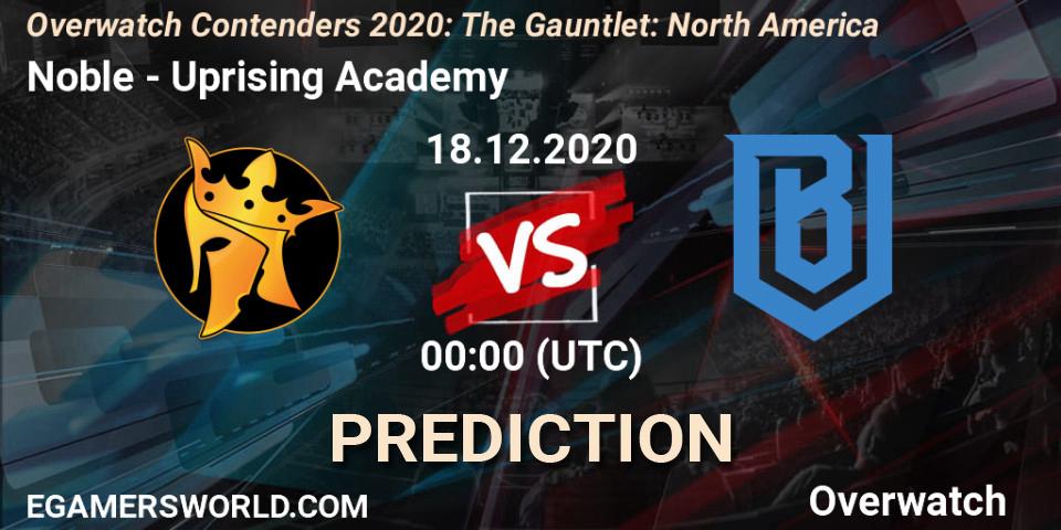 Noble - Uprising Academy: прогноз. 18.12.2020 at 01:00, Overwatch, Overwatch Contenders 2020: The Gauntlet: North America