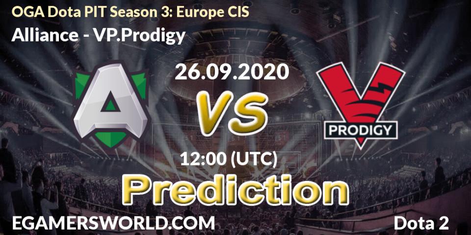 Alliance - VP.Prodigy: прогноз. 26.09.2020 at 12:00, Dota 2, OGA Dota PIT Season 3: Europe CIS