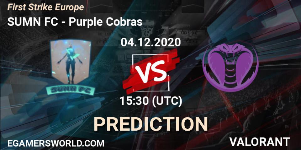 SUMN FC - Purple Cobras: прогноз. 04.12.2020 at 16:00, VALORANT, First Strike Europe