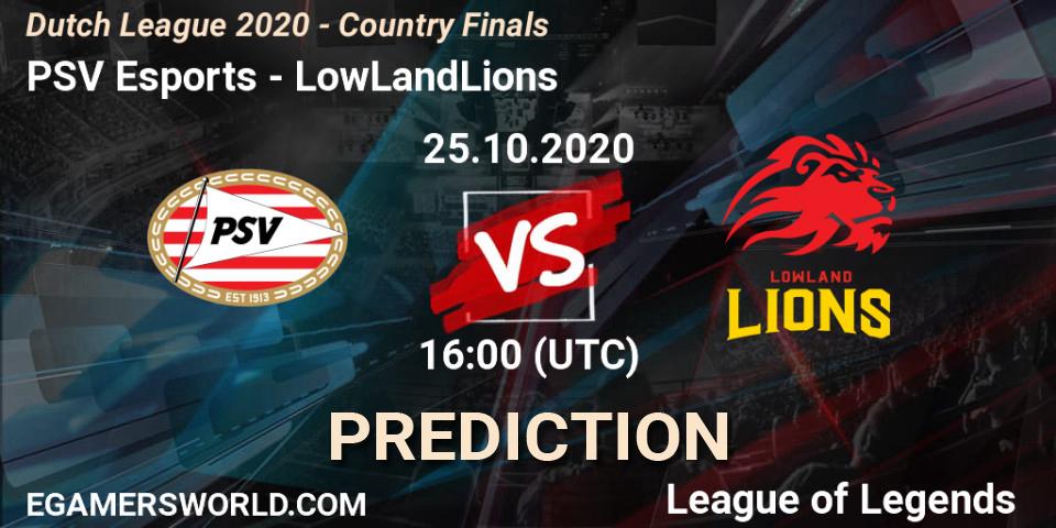 PSV Esports - LowLandLions: прогноз. 25.10.2020 at 17:03, LoL, Dutch League 2020 - Country Finals