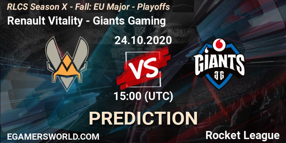 Renault Vitality - Giants Gaming: прогноз. 24.10.2020 at 15:00, Rocket League, RLCS Season X - Fall: EU Major - Playoffs