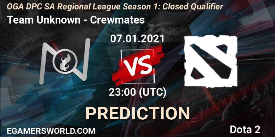 Team Unknown - Crewmates: прогноз. 07.01.2021 at 23:00, Dota 2, DPC 2021: Season 1 - South America Closed Qualifier
