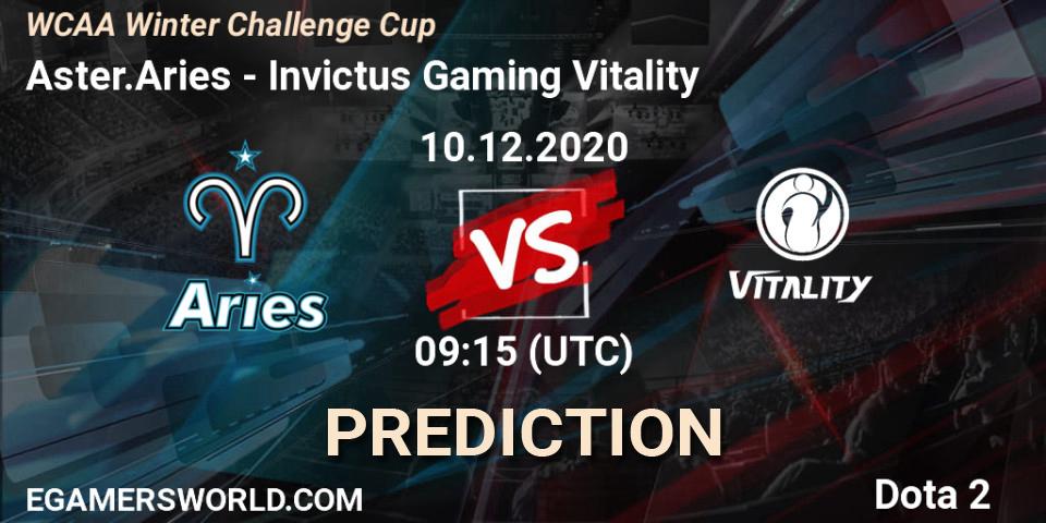 Aster.Aries - Invictus Gaming Vitality: прогноз. 10.12.2020 at 09:16, Dota 2, WCAA Winter Challenge Cup